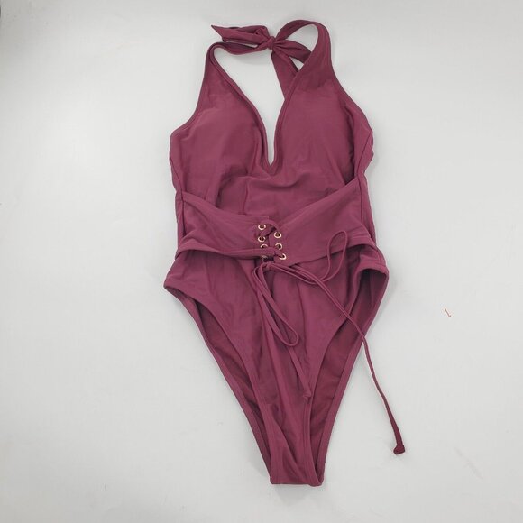 Express One Piece Burgandy Swimsuit womens Size Medium‎ - Picture 1 of 5